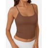 image:imageTrendy Queen Double Lined Adjustable Spaghetti Strap Tank Top for Women Cute Summer Basic Crop Top for Teen Workout Going OutBrown