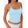 image:imageTrendy Queen Double Lined Adjustable Spaghetti Strap Tank Top for Women Cute Summer Basic Crop Top for Teen Workout Going OutLightblue
