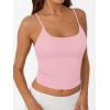 image:imageTrendy Queen Double Lined Adjustable Spaghetti Strap Tank Top for Women Cute Summer Basic Crop Top for Teen Workout Going OutPink
