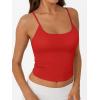 image:imageTrendy Queen Double Lined Adjustable Spaghetti Strap Tank Top for Women Cute Summer Basic Crop Top for Teen Workout Going OutRed