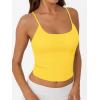 image:imageTrendy Queen Double Lined Adjustable Spaghetti Strap Tank Top for Women Cute Summer Basic Crop Top for Teen Workout Going OutYellow
