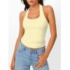 image:imageTrendy Queen Halter Tops for Women 2026 Summer Going Out Tops Backless Crop Sleeveless Workout Shirts Cute Y2k ClothesButter Yellow