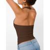 image:imageTrendy Queen Halter Tops for Women 2026 Summer Going Out Tops Backless Crop Sleeveless Workout Shirts Cute Y2k ClothesChocolate Brown