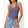 image:imageTrendy Queen Halter Tops for Women 2026 Summer Going Out Tops Backless Crop Sleeveless Workout Shirts Cute Y2k ClothesPurple