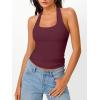 image:imageTrendy Queen Halter Tops for Women 2026 Summer Going Out Tops Backless Crop Sleeveless Workout Shirts Cute Y2k ClothesWine Red
