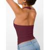 image:imageTrendy Queen Halter Tops for Women 2026 Summer Going Out Tops Backless Crop Sleeveless Workout Shirts Cute Y2k ClothesWine Red