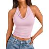 image:imageTrendy Queen Halter Tops for Women Going Out Summer 2026 Fashion Cowl Neck Backless Top Sexy Cute Y2K Basic Vacation ClothesBaby Pink