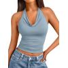 image:imageTrendy Queen Halter Tops for Women Going Out Summer 2026 Fashion Cowl Neck Backless Top Sexy Cute Y2K Basic Vacation ClothesCyan