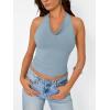 image:imageTrendy Queen Halter Tops for Women Going Out Summer 2026 Fashion Cowl Neck Backless Top Sexy Cute Y2K Basic Vacation ClothesCyan