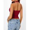 image:imageTrendy Queen Halter Tops for Women Going Out Summer 2026 Fashion Cowl Neck Backless Top Sexy Cute Y2K Basic Vacation ClothesRed