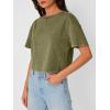 image:imageTrendy Queen Womens Crop Tops Short Sleeve TShirts Acid Wash Casual Summer Clothes Trendy Comfy 2026 Workout Baggy Soft TeesArmygreen