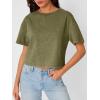 image:imageTrendy Queen Womens Crop Tops Short Sleeve TShirts Acid Wash Casual Summer Clothes Trendy Comfy 2026 Workout Baggy Soft TeesArmygreen