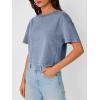 image:imageTrendy Queen Womens Crop Tops Short Sleeve TShirts Acid Wash Casual Summer Clothes Trendy Comfy 2026 Workout Baggy Soft TeesBlue