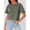 image:imageTrendy Queen Womens Crop Tops Short Sleeve TShirts Acid Wash Casual Summer Clothes Trendy Comfy 2026 Workout Baggy Soft TeesGreygreen