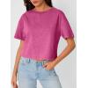 image:imageTrendy Queen Womens Crop Tops Short Sleeve TShirts Acid Wash Casual Summer Clothes Trendy Comfy 2026 Workout Baggy Soft TeesHotpink