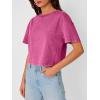 image:imageTrendy Queen Womens Crop Tops Short Sleeve TShirts Acid Wash Casual Summer Clothes Trendy Comfy 2026 Workout Baggy Soft TeesHotpink