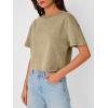 image:imageTrendy Queen Womens Crop Tops Short Sleeve TShirts Acid Wash Casual Summer Clothes Trendy Comfy 2026 Workout Baggy Soft TeesKhaki