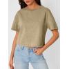 image:imageTrendy Queen Womens Crop Tops Short Sleeve TShirts Acid Wash Casual Summer Clothes Trendy Comfy 2026 Workout Baggy Soft TeesKhaki