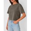 image:imageTrendy Queen Womens Crop Tops Short Sleeve TShirts Acid Wash Casual Summer Clothes Trendy Comfy 2026 Workout Baggy Soft TeesLightbrown
