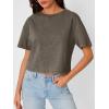 image:imageTrendy Queen Womens Crop Tops Short Sleeve TShirts Acid Wash Casual Summer Clothes Trendy Comfy 2026 Workout Baggy Soft TeesLightbrown