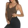 image:imageTrendy Queen Womens Racerback Ribbed Tank Tops Soft Stretch V Neck Workout Casual Tops Summer Sleeveless Crop CamisoleCoffee