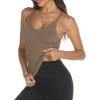image:imageTrendy Queen Womens Racerback Ribbed Tank Tops Soft Stretch V Neck Workout Casual Tops Summer Sleeveless Crop CamisoleCoffeegrey