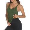 image:imageTrendy Queen Womens Racerback Ribbed Tank Tops Soft Stretch V Neck Workout Casual Tops Summer Sleeveless Crop CamisoleOlivegreen