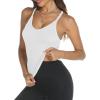 image:imageTrendy Queen Womens Racerback Ribbed Tank Tops Soft Stretch V Neck Workout Casual Tops Summer Sleeveless Crop CamisoleWhite