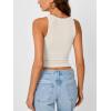 image:imageTrendy Queen Womens Tank Tops Crop Camisole Summer Fashion Sleeveless Ribbed Workout Basic Going Out Gym Spring Clothes 2026Beige