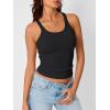 image:imageTrendy Queen Womens Tank Tops Crop Camisole Summer Fashion Sleeveless Ribbed Workout Basic Going Out Gym Spring Clothes 2026Black