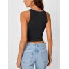 image:imageTrendy Queen Womens Tank Tops Crop Camisole Summer Fashion Sleeveless Ribbed Workout Basic Going Out Gym Spring Clothes 2026Black