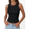 image:imageTrendy Queen Womens Tank Tops Summer Fashion 2026 Workout Ribbed Sleeveless High Neck Beach Vacation Oufits ClothesBlack