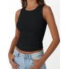 image:imageTrendy Queen Womens Tank Tops Summer Fashion 2026 Workout Ribbed Sleeveless High Neck Beach Vacation Oufits ClothesBlack