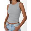 image:imageTrendy Queen Womens Tank Tops Summer Fashion 2026 Workout Ribbed Sleeveless High Neck Beach Vacation Oufits ClothesGrey