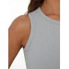image:imageTrendy Queen Womens Tank Tops Summer Fashion 2026 Workout Ribbed Sleeveless High Neck Beach Vacation Oufits ClothesGrey