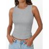 image:imageTrendy Queen Womens Tank Tops Summer Fashion 2026 Workout Ribbed Sleeveless High Neck Beach Vacation Oufits ClothesGrey