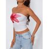 image:imageTrendy Queen Womens Y2K Tube Tops Butter Soft NonSlip Strapless Crop Top Stretchy Bandeau Summer ClothesRed Flower