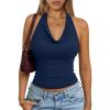 image:imageTrendy Queen Halter Tops for Women Going Out Summer 2026 Fashion Cowl Neck Backless Top Sexy Cute Y2K Basic Vacation ClothesNavy