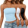 image:imageTrendy Queen Womens 3 Pack Strapless Bandeau Going Out Crop Tube TopsBlack white baby Blue