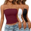 image:imageTrendy Queen Womens 3 Pack Strapless Bandeau Going Out Crop Tube TopsBlack white burgundy