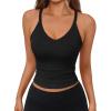 image:imageTrendy Queen Womens Racerback Ribbed Tank Tops Soft Stretch V Neck Workout Casual Tops Summer Sleeveless Crop CamisoleBlack