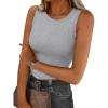 image:imageTrendy Queen Womens Tank Tops Summer Fashion 2026 Workout Ribbed Sleeveless High Neck Beach Vacation Oufits ClothesGrey