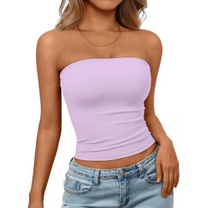 image:imageTrendy Queen Womens Strapless Bandeau Crop TopLight Purple
