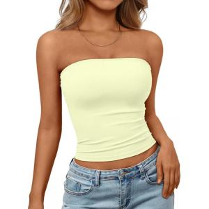 image:imageTrendy Queen Womens Strapless Bandeau Crop TopLight Yellow