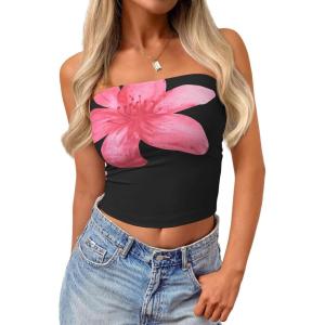 image:imageTrendy Queen Womens Y2K Tube Tops Butter Soft NonSlip Strapless Crop Top Stretchy Bandeau Summer ClothesBlack