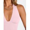 image:imageTrendy Queen Double Lined Halter Top for Women Open Back Backless Deep V Neck Crop Top Summer Teen Going Out Party ClubbingBaby Pink