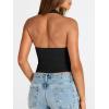 image:imageTrendy Queen Double Lined Halter Top for Women Open Back Backless Deep V Neck Crop Top Summer Teen Going Out Party ClubbingBlack