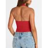 image:imageTrendy Queen Double Lined Halter Top for Women Open Back Backless Deep V Neck Crop Top Summer Teen Going Out Party ClubbingRed