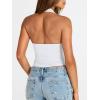 image:imageTrendy Queen Double Lined Halter Top for Women Open Back Backless Deep V Neck Crop Top Summer Teen Going Out Party ClubbingWhite