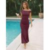 image:imageTrendy Queen Formal Cocktail Dresses for Women Wedding Guest Off the Shoulder Elegant Bodycon Summer 2026 Maxi Party DressBurgundy